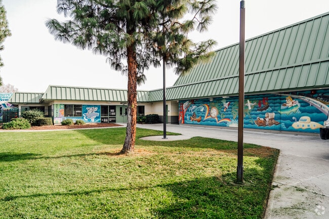 The front building of eanne R. Meadows Elementary School in San Jose, California.