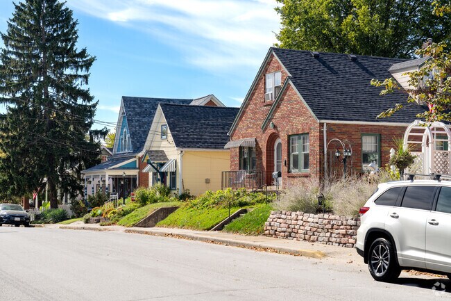 Residents in Old Town Saint Charles keep their homes painted with pops of bright color.