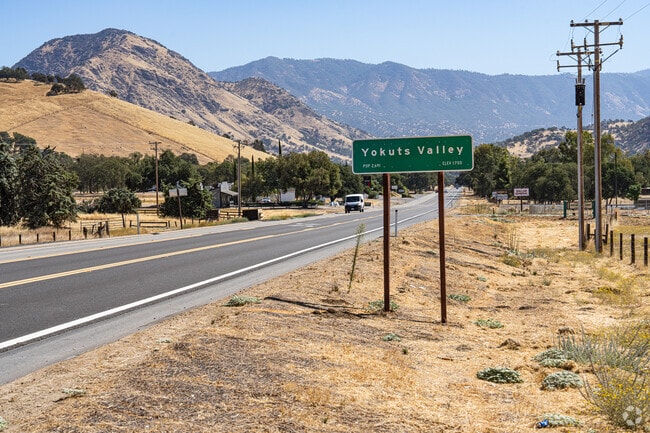 Yokuts Valley sign marks entry to the quiet foothill community named for its indigenous heritage.
