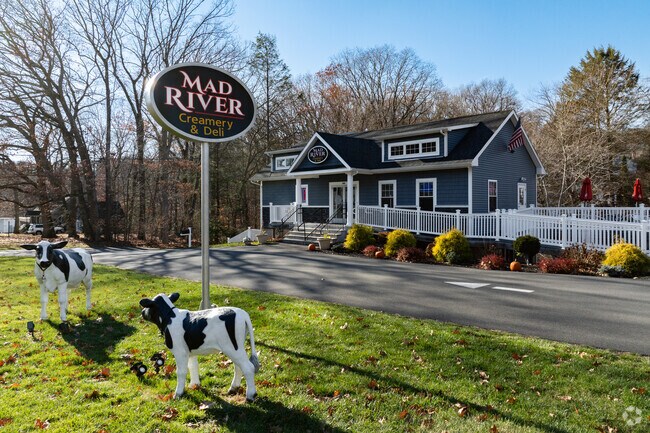 Mad River Creamery & Deli sits along the Mad River in Wolcott, and has a spot for visitors to enjoy their meals outside during the warmer months.