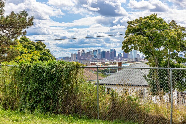 Malone Park in Broadway offers views of the Boston skyline.