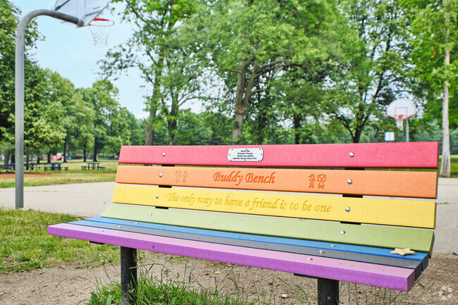 Even the benches are part of the curriculum of inclusiveness at Burns Park Elementary.
