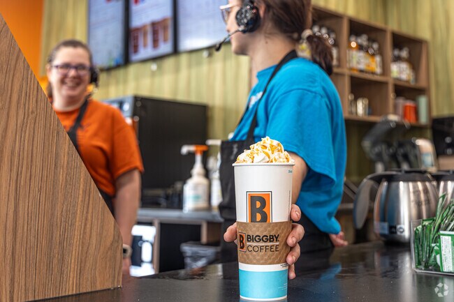 Locals can start their day out with a delicious coffee drink from Biggby Coffee in Woodhaven.