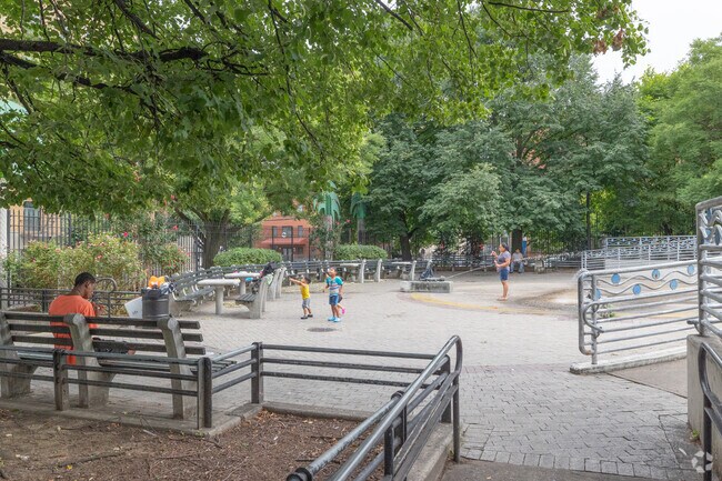 A large playground is a key feature of the Fountain of Youth Playground in The Bronx.