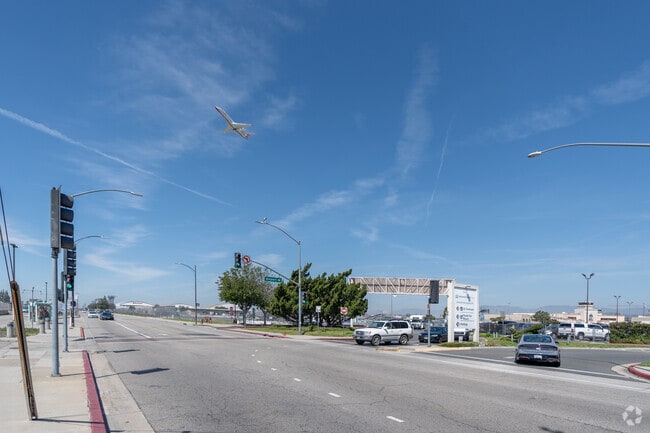 With its engines roaring, a plane ascends from Hollywood Burbank Airport, showcasing its role as a key gateway for domestic travel.