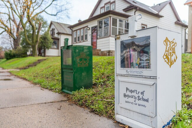 A fun Hogwarts themed Little Free Library in West St Paul.