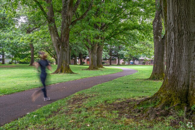 Residents enjoy the paved trails at Oakbrook Park in Vancouver, WA.