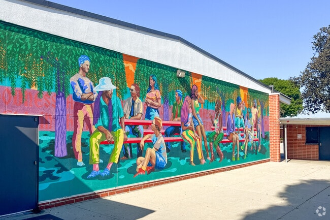 A colorful mural waits at Whittier Christian High School in La Habra.
