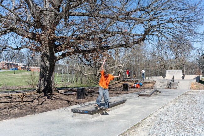 Residents of Fisher Park can hop on over to nearby Latham Park for a massive skate park.