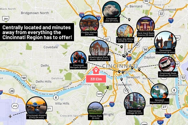 Centrally located and minutes away from everything the Cincinnati Region has to offer.