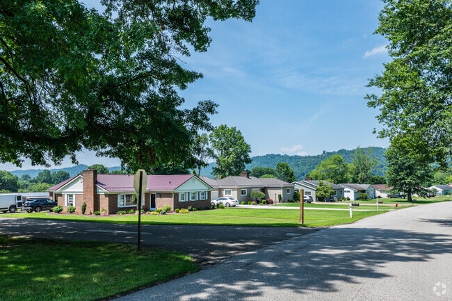 A perfectly lined street in New Martinsville tells the story of the neighborhood.