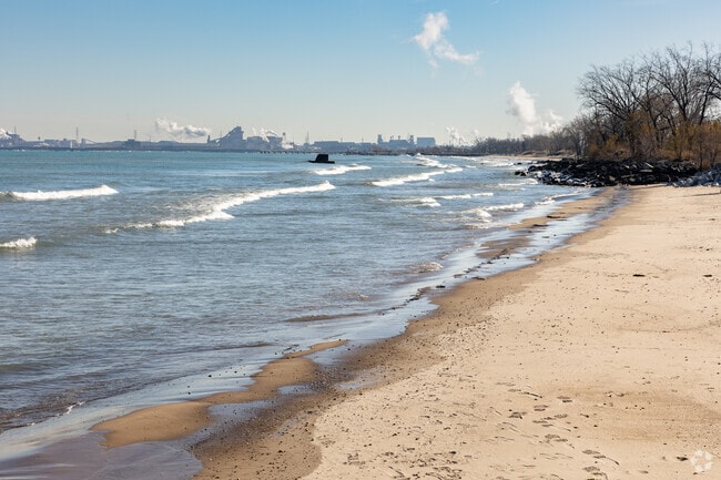 Hammon's beaches are neaw the casino with views of Chicago, 25 miles away.