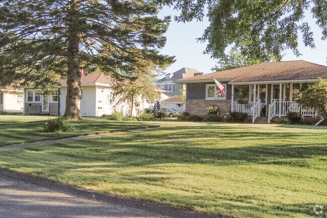 Stepped porches welcome visitors to Central Park in Superior, Wisconsin.
