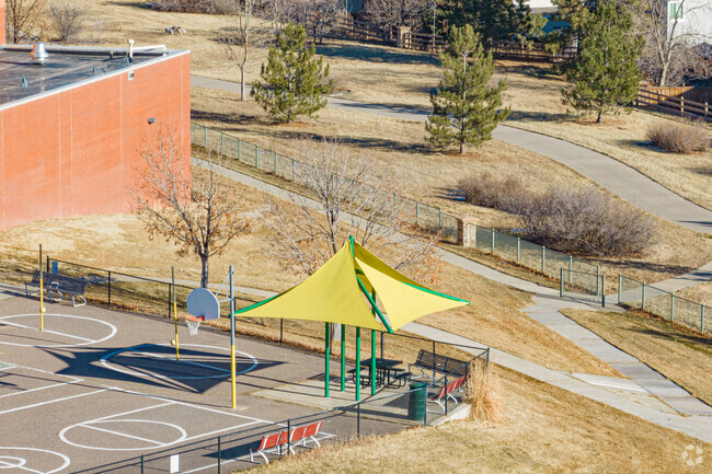 Play area at Grant Ranch School in Littleton Colorado on a warm winter day.