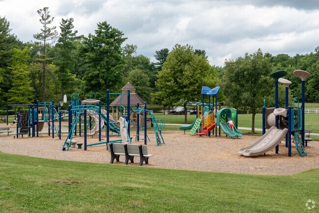 Richfield Woods Park features a playground, ball fields, and a catch-and-release pond.