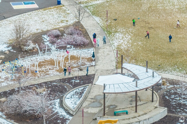 Play area at Schmitt Elementary School on a winter day.