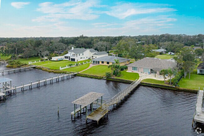 Some homes in Woodmere have docks and water access in their backyards.