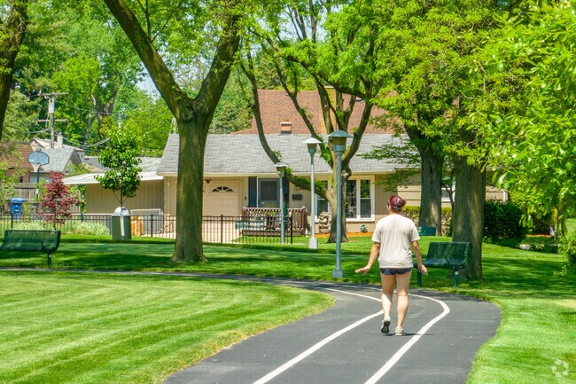 Take a stroll on the walking path located in Forest View Park.