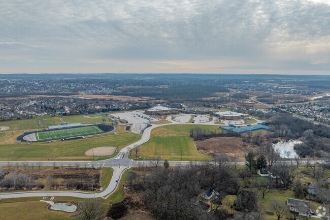 An aerial view of West High School.