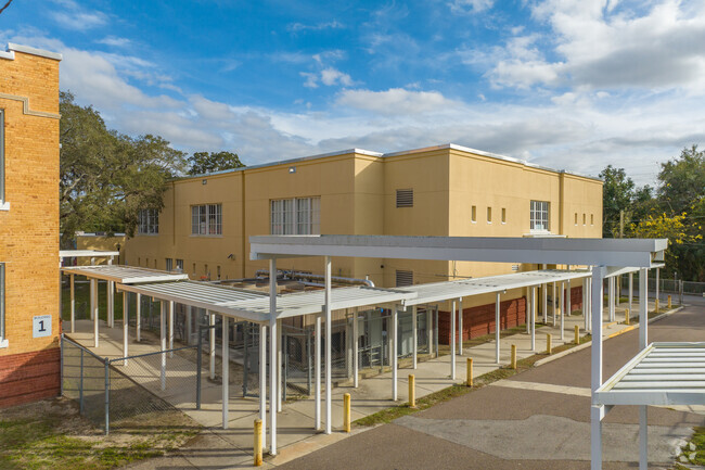 Edison Elementary School has covered breezeways in case it is rainy season.