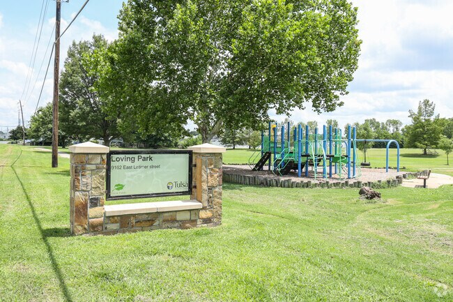 Loving Park sits at the center of Layman-Van Acres with a playground and acres of green space.