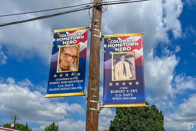 Memorial flags are found almost everywhere in Columbia-Washington Boro.