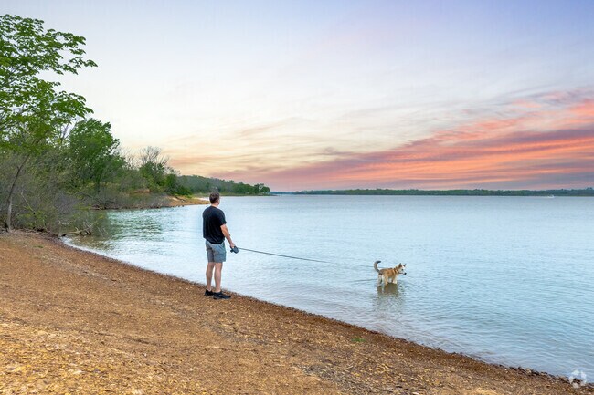 Highland Village residents enjoy regular walks along the shore of Lake Lewisville.