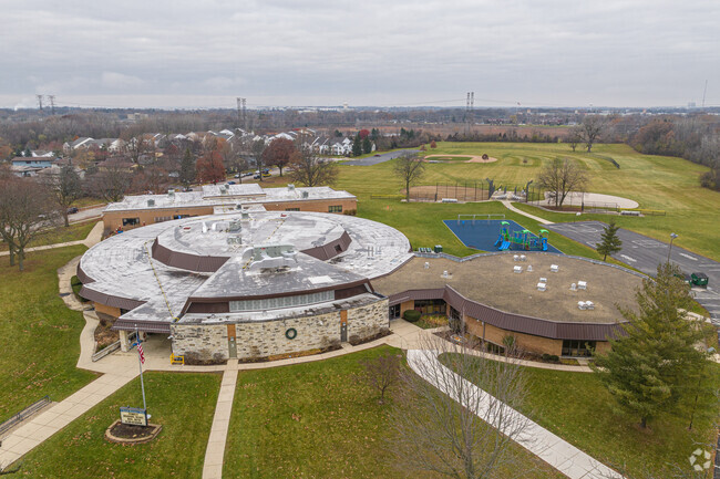 An aerial view of Mabel O'Donnell Elementary School.