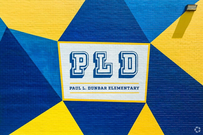 Colorful mural for Paul L Dunbar Elementary in Atlanta.