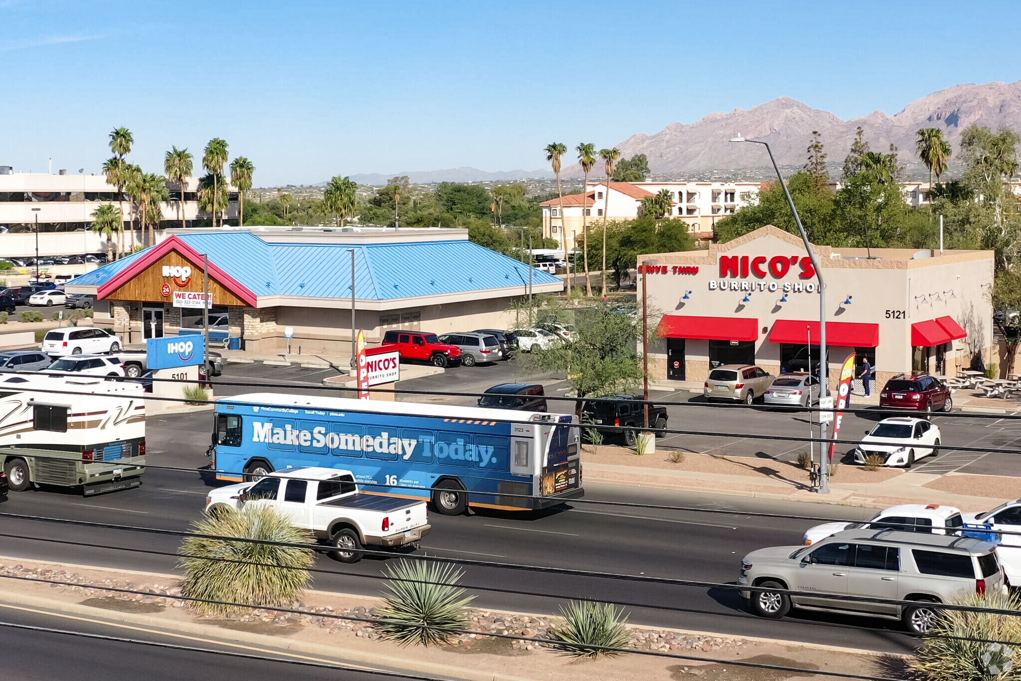 SunTran bus lines ride past all the stores and eateries throughout Glenn Heights.