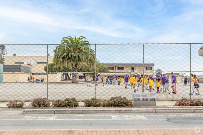 Students crowd the playing fields at Lincoln Middle School in Alameda.