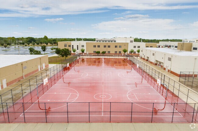 At Fivay High School in Hudson there are plenty of sports courts for outdoor activity.