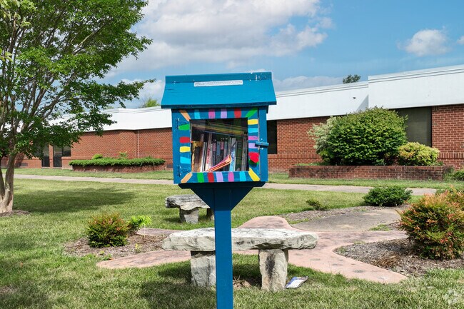 Enjoy a quick read at Sanders Corner Elementary School's free library in Ashburn.