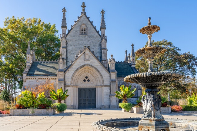 The gothic chapel at Crown Hill was designed by Diedrich A. Bolen.