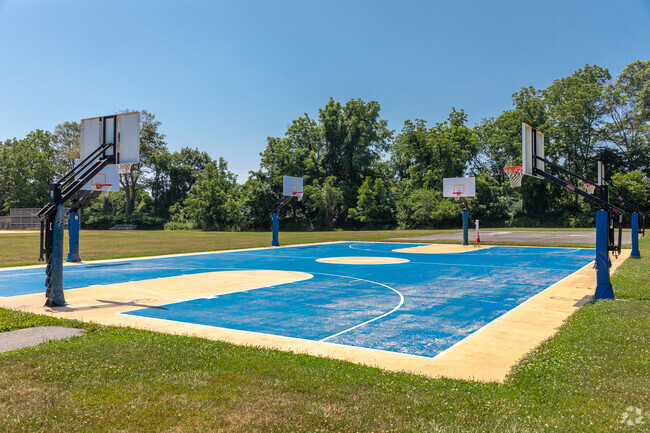 Multiple basketball hoops make for a fun recess at Brielle Elementary School.