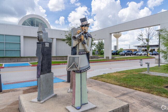 Abstract art sculpture add a unique touch to the Buffalo Run area near Missouri City.