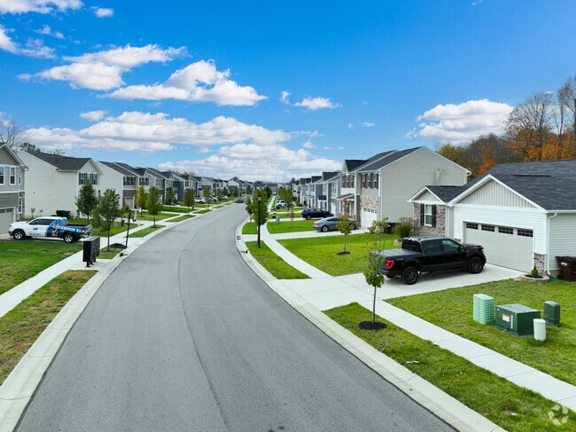 Homes follow the curving roads of Xenia, and leave plenty of room for sidewalks and driveways.