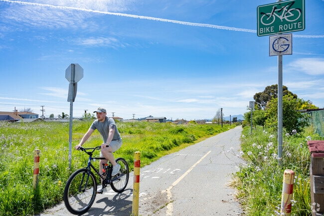 Cortez-Stege locals ride along the Richmond Greenway Trail to Berkeley.