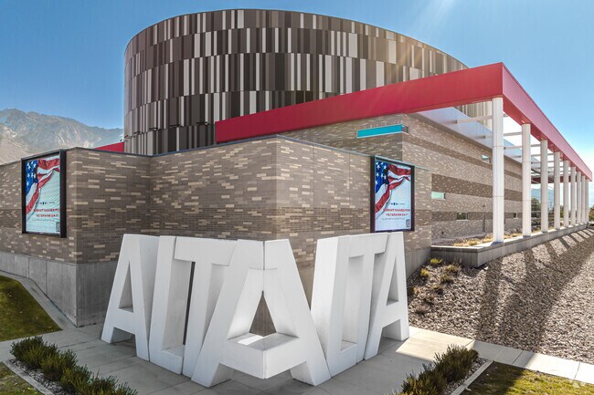 Architectural details abound the double spelling of Alta and a dome made of many shades of gray.