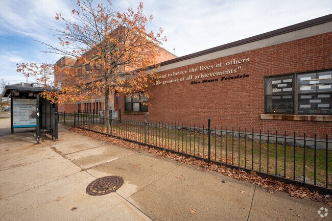 A side view of Reservoir Ave. Elementary School in Providence.