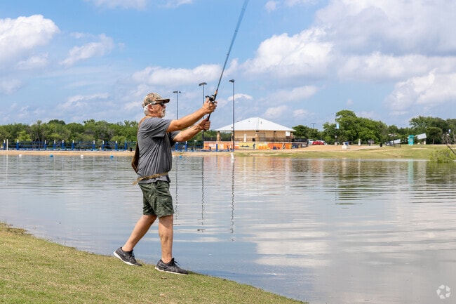 Fishing at Little Elm’s Sunset Pointe lakefront is a favorite pastime for locals.
