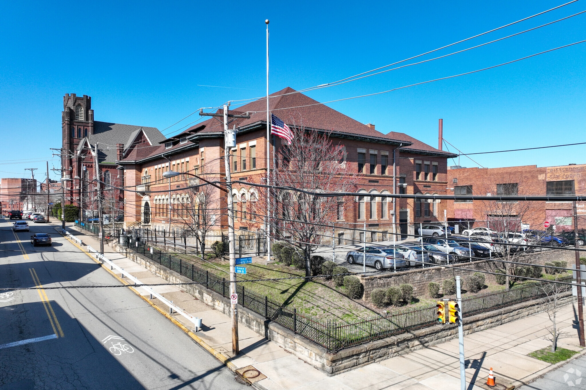 The Woolslair Pittsburgh Public School serves the students of the Bloomfield neighborhood.