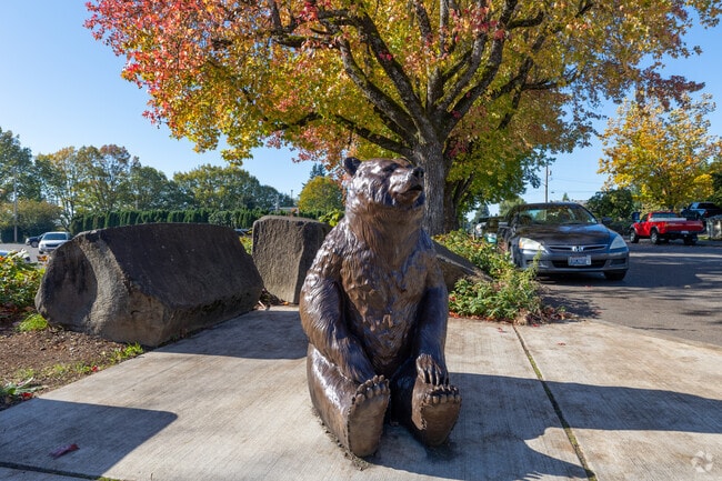 The bear statue titled 'Dreaming' is located on Pendleton Way in Downtown Washougal.