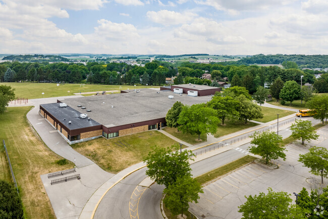 An aerial view showing Northside Elementary School in Middleton.