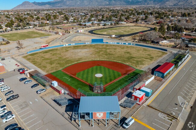 Sandia High School features a  baseball field for students in Uptown, NM.