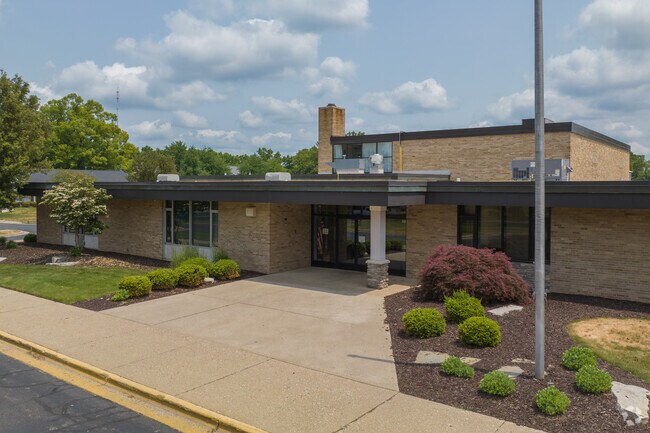 Entrance to Plymouth Grace Christian Academy school on Ball Ave in Grand Rapids, MI.