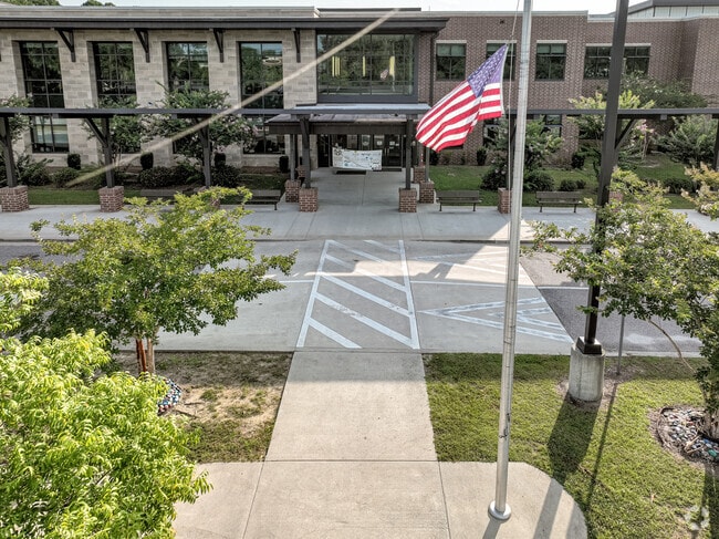 Front cross walk and flag at Laing Middle School in Mount Pleasant, S.C.