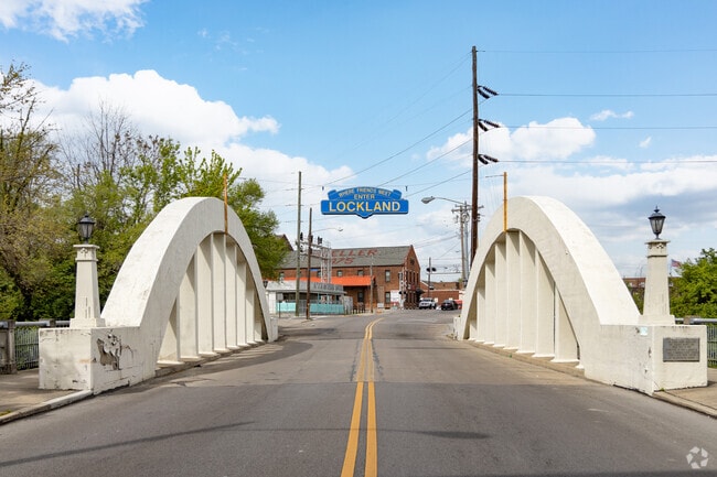 Enter Lockland on the Mill Creek Bridge.