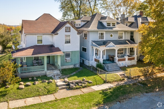 Many homes in MacFarlane feature large covered front porches.
