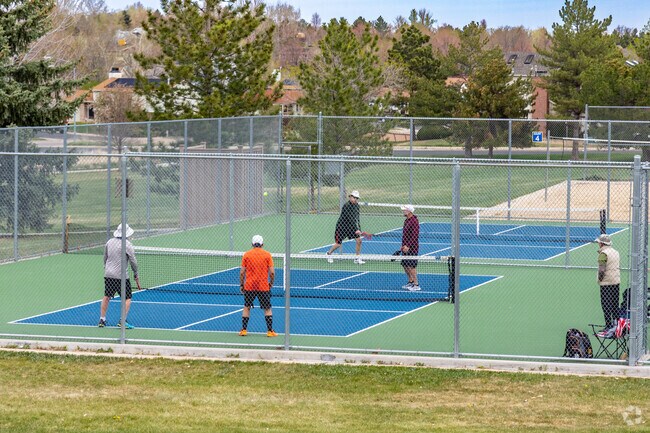 Challenge friends to a game of pickleball at Highland Hollow Park in Aurora.